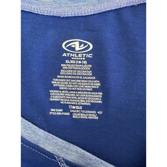 Athletic Works XL 3/4 Sleeve Blue Raglan Top "Perfect Is Boring" - Picture 8 of 9
